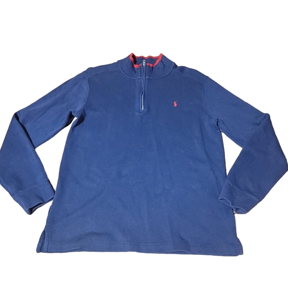 Polo Ralph Lauren Other - BOYS POLO RALPH LAUREN 1/4 ZIP PULLOVER NAVY BLUE SWEATER SIZE XL (18-20) COTTON